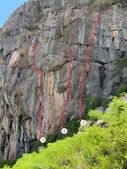 3 routes on the main wall
